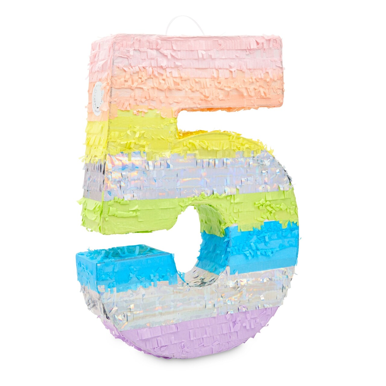 5 Pinata - Large Number 5 Pinata, Pastel Rainbow Pinata, 5th Birthday Decorations for Girls (14.7 x 4 x 21 inches)